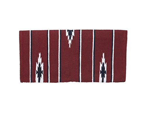 Tough 1 55 percent Wool Sierra Saddle Blanket 30"X30", Burgundy/Black/Cream