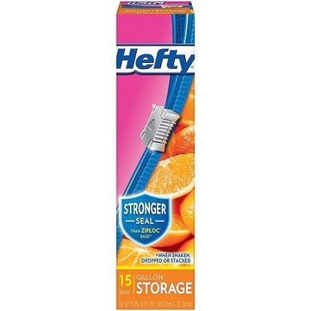 Hefty Onezip Slider Bags, Storage, Gallon, 15 Count (Pack of 4) 60 Bags Total