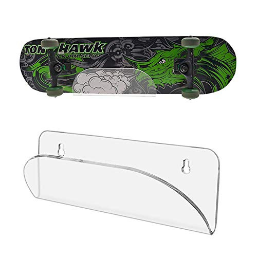 HaHawaii Skateboard Rack Wall Mount,Longboard Skateboard Invisible Transparent Hanger Shelf Display Rack Transparent