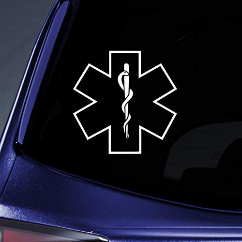 Bargain Max Decals - Star of Life Medical - Sticker Decal Notebook Car Laptop 5" (White)