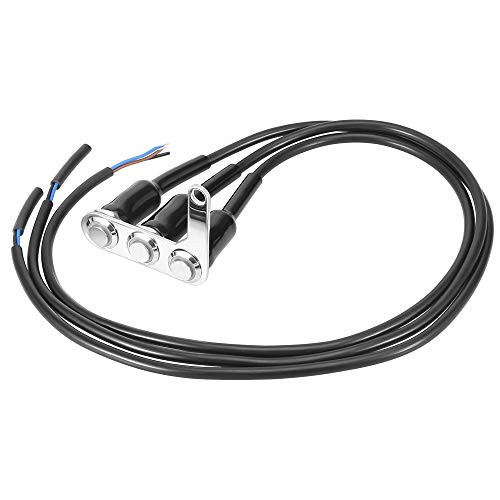 F FIERCE CYCLE Motorcycle Switch Buttons Headlight Fog Light Handlebar Mount Switch 3 Buttons with Blue Indicator Light Left Side