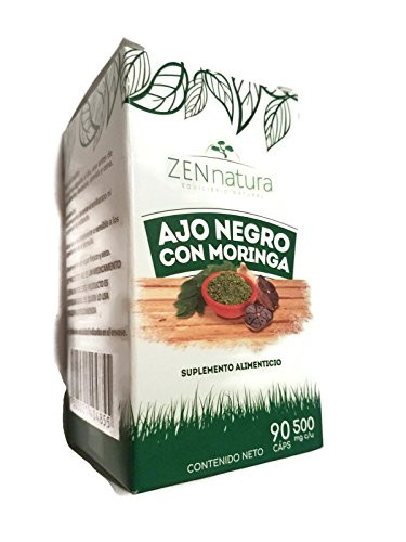 AJO Negro con Moringa 90 Tabletas, Black Garlic with Moringa 500mg.