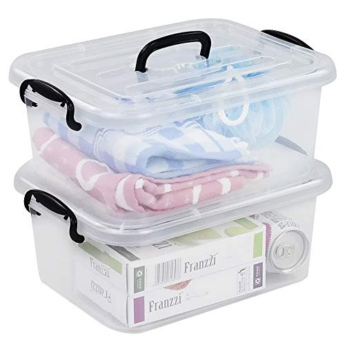 Cand 8 Liter Latch Storage Box, Clear Bin with Handle, 2 Packs