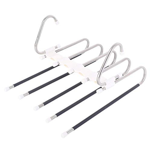 QYIYA Multifunction Pants Hanger 5 Tier Portable Stainless Steel Trousers Rack Storage