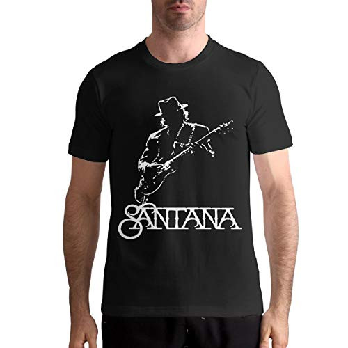 Santana T Shirt Men's Cotton Short Sleeve T Shirt Fashion Round Neck Tees L Black