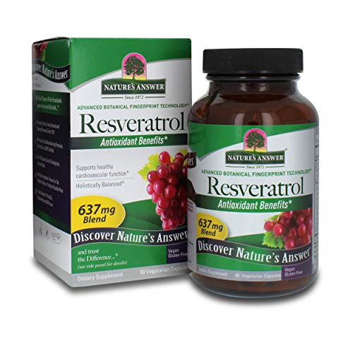 Nature's Answer Extra Strength 250 mg Resveratrol - 60 Capsules Antioxidant Supplement - Resveratrol Pills - for Anti-Aging, Heart Health, Immune System  and