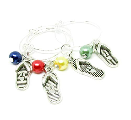 Set of 4 Wine Glass Charms - Wine Party Favors - Gift for the Wine Lover - Flip Flop Charms for Wine Glass - Beach Gifts Set of 4 Wine Glass Charms - Wine Party Favors - Gift for the Wine Lover - Flip Flop Charms for Wine Glass - Beach Gifts