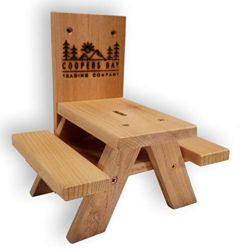 Coopers Bay Mini Squirrel Picnic Table Feeder - Holds Corn Cobs for Squirrels, Chipmunks, Birds and Wildlife - Great Squirrel Gift for Squirrel Lover Gift - Squirrel Feeder Picnic Table