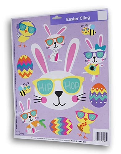 Easter Window Clings - Hip Hop Cool Bunnies - 11 Pieces