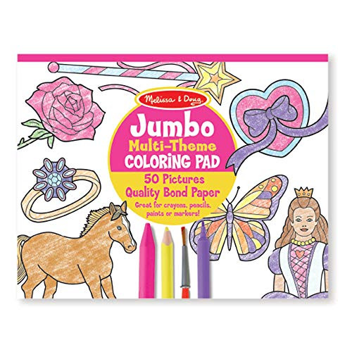 Melissa & Doug Jumbo 50-Page Kids Coloring Pad Paper; 11 x 14 Oversized Sheets; Horses, Hearts, Flowers, and More)