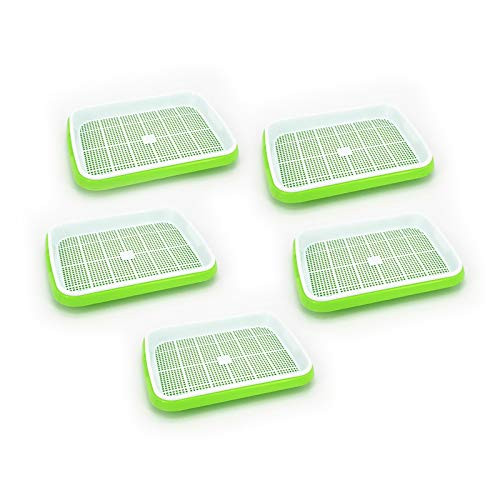 Kllsmdesign Seed Sprouter Tray,Microgreens Growing Kit with Hydroponic Gardening System,Double Layer Wheatgrass Sprouting Kit Nursery Seed Germination Tray for Garden Home Office ?5 Packs?