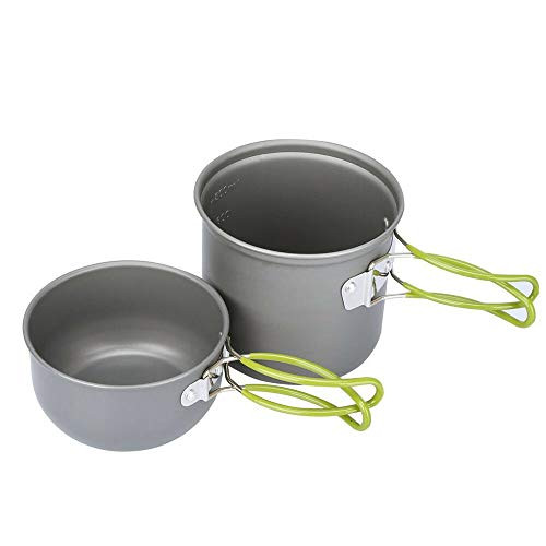 MM7ZNNUWW9E 2Pcs Outdoor Camping Hiking Cookware Backpacking Cooking Picnic Bowl Pot Pan Set