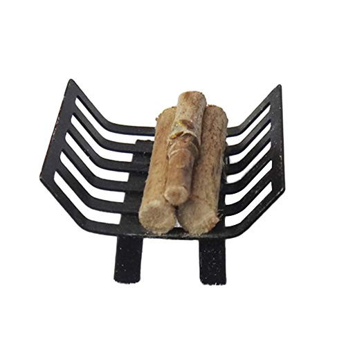 smallwoodi Firewood Rack Model, Doll House, Dollhouse, 1/12 Metal Rack with Firewood Model Toy Doll House Furniture Fireplace Accessory