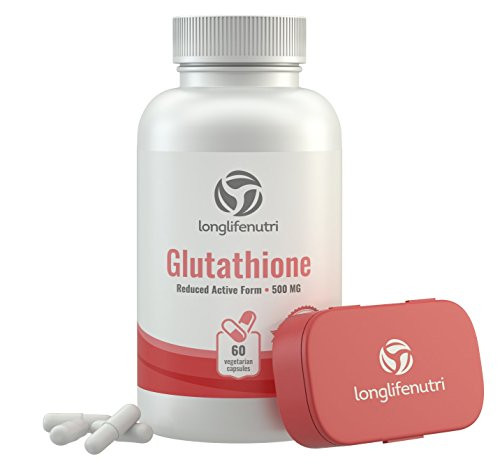 Reduced L Glutathione Supplement 500mg GSH - 60 Vegetarian Capsules - Complex with Milk Thistle Extract  and  Alpha Lipoic Acid - Natural Cellular Antioxidant  and  Skin Whitening Powder Pill - Supports Liver