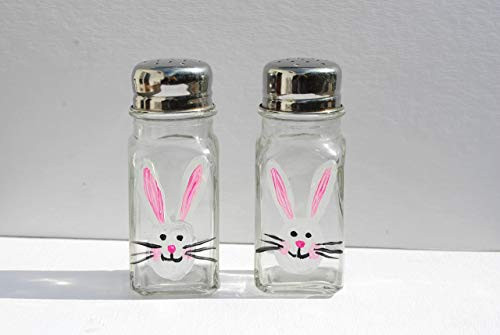 Easter Bunny Rabbit Hand Painted Salt and Pepper Shakers Set