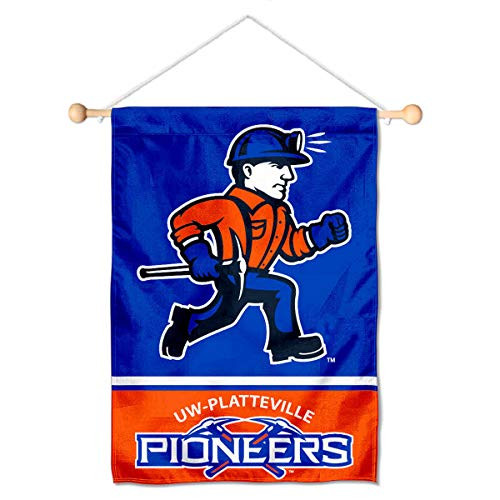 UW Platteville Pioneers Mini Small Banner and Banner Pole Bundle