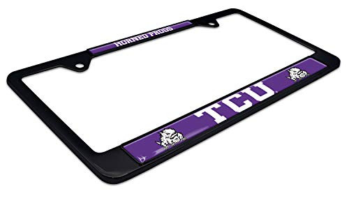 NCAA Black Metal License Plate Frame - Second Generation - Mascot Version (TCU)