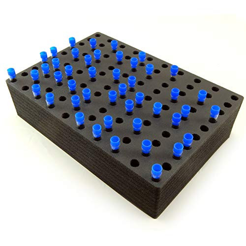 Polar Whale Vial Transport Rack Black Foam Storage Rack Holder Organizer Stand Holds 100 Vials Fits up to 12.7mm 1/2 Inch Diameter