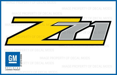 Decal Mods Z71 Yellow Decals Stickers fits Chevy Silverado - FY (2007-2013) Bed Side 1500 2500 HD (Set of 2)