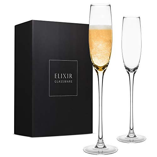 Crystal Champagne Flutes Elegant Champagne Glasses, Hand Blown Set of 2 Modern Champagne Flutes, 100 percent Lead Free Premium Crystal Gift for Wedding, Anniversary, Christmas 5oz, Clear Crystal Champagne Flutes Elegant Champagne Glasses, Hand Blown Set of 2 Modern Champagne Flutes, 100 percent Lead Free Premium Crystal Gift for Wedding, Anniversary, Christmas 5oz, Clear