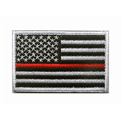 Tkazumi Patch - Tactical USA American Flag Red Line Police Law Enforcement Sewing Iron on Patch