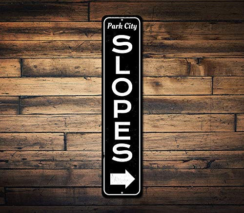 Slopes Vertical Sign, Custom Directional Arrow Ski Lover Gift, Custom Signs, Personalized Ski Location Name Lodge Decor - Quality Aluminum