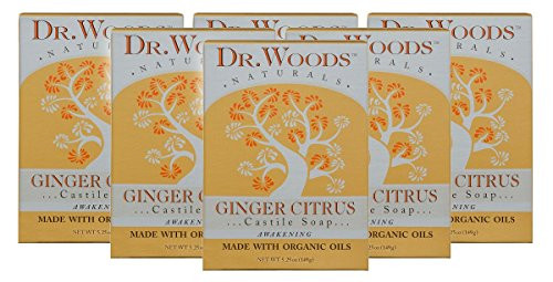 Dr. Woods Ginger Citrus Bar Soap with Jojoba Oil  and  Organic Shea Butter, 5.25 Ounce (Pack of 6)