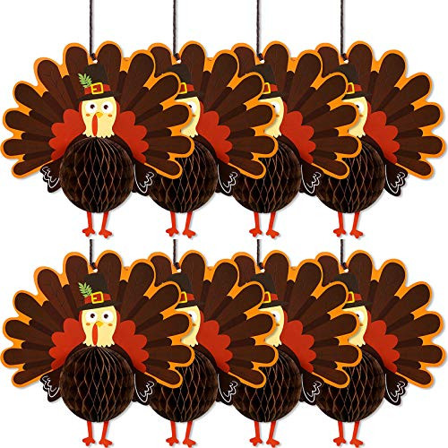 Outus Thanksgiving Hanging Paper Turkey Honeycomb Tissue Turkey Honeycomb Centerpiece for Thanksgiving Day Table Decorating Kit Party Supplies (8) Black and Red Outus Thanksgiving Hanging Paper Turkey Honeycomb Tissue Turkey Honeycomb Centerpiece for Thanksgiving Day Table Decorating Kit Party Supplies (8) Black and Red