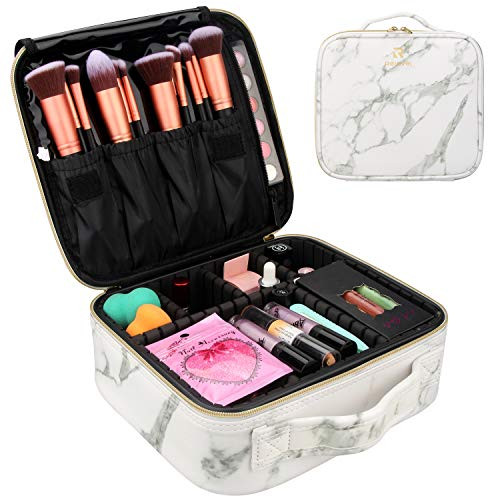 Relavel Makeup Case Travel Makeup Bag Makeup Train Case Cosmetic Bag Toiletry Makeup Brushes Organizer Portable Travel Bag Artist Storage Bag with Adjustable Dividers (marble pattern) Relavel Makeup Case Travel Makeup Bag Makeup Train Case Cosmetic Bag Toiletry Makeup Brushes Organizer Portable Travel Bag Artist Storage Bag with Adjustable Dividers (marble pattern)