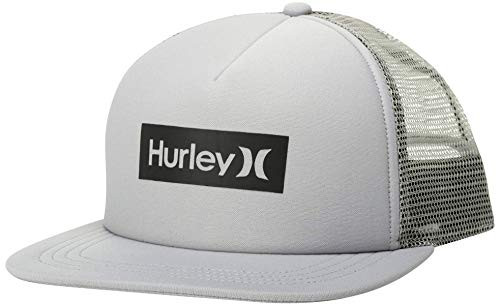 Hurley Men's Baseball Flat Cap - One  and  Only Square Snap-Back Trucker Hat, Size One Size, Wolf Grey