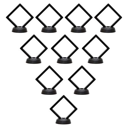 MAVENPICK 2.7 x 2.7 Coin Display Frame, 10 Pack 3D Floating Frame Display Holder Box with Stand Diamond Square for Medallion Challenge Coin Chip Jewelry Decorative