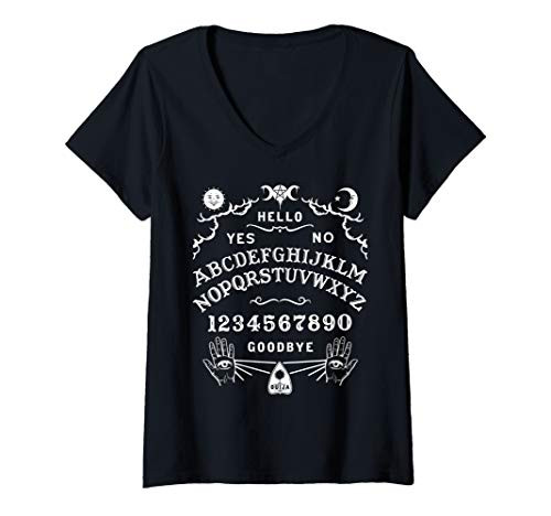 Womens Ouija Occult Horror Witchcraft Wiccan Satanic Ouija Board V-Neck T-Shirt