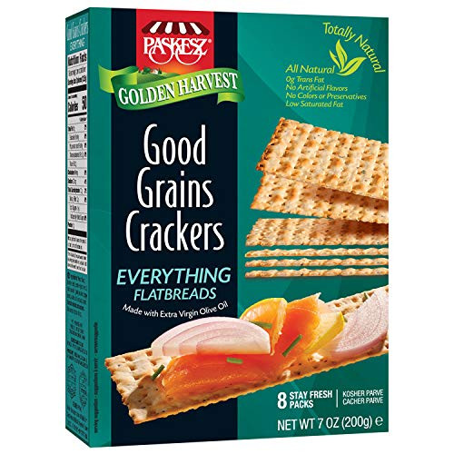 Paskesz Good Grains Crackers - Whole Grain Flatbread Crackers, 0g of Trans Fat - 7 Oz, 3 Pack (Wheat Everything)