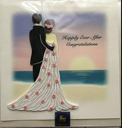 Quilled Bride  and  Groom"Happily Ever After" Blank Card