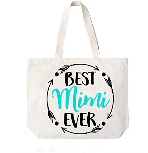 Best Mimi Ever Canvas Tote Bag Grandma Gift Idea Book Bag Travel Tote Handbag -COCOVICI