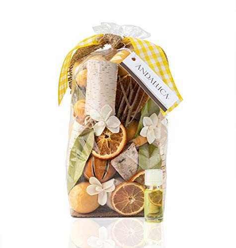 ANDALUCA Lemon Zest  and  Thyme Scented Potpourri - Made in California - Large 20 oz Bag Plus Fragrance Vial - Citrus Spice Scent