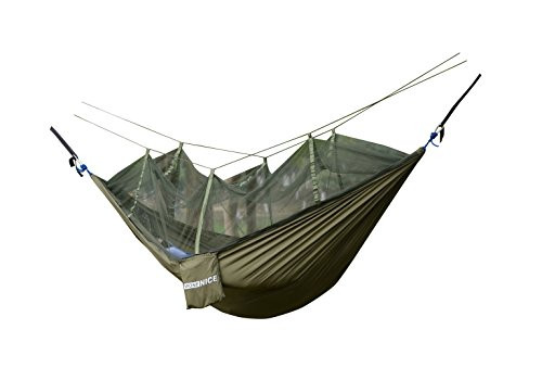 WoneNice Hammock with Mosquito Net, Portable Lightweight Nylon Parachute Multifunctional Hammock with Net and Tree Straps for Camping, Backpacking, Travel, Beach, Yard (Army Green) WoneNice Hammock with Mosquito Net, Portable Lightweight Nylon Parachute Multifunctional Hammock with Net and Tree Straps for Camping, Backpacking, Travel, Beach, Yard (Army Green)