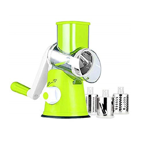 Manual Rotary Cheese Grater - Round Mandoline Slicer with Strong Suction Base, Vegetable Slicer Nuts Grinder Cheese Shredder (Rotary Grater -Green)