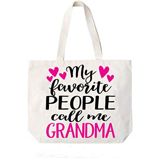 Grandma My Favorite People Call Me Grandma Canvas Tote Bag Grandma Gift Idea Book Bag Travel Tote Handbag -COCOVICI