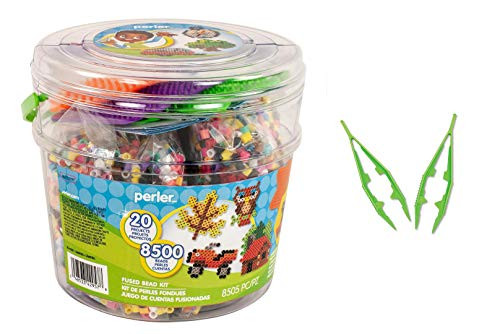 Perler Beads Bundle: Campsite Bead Bucket Kit Plus Tweezers (2 Pack)