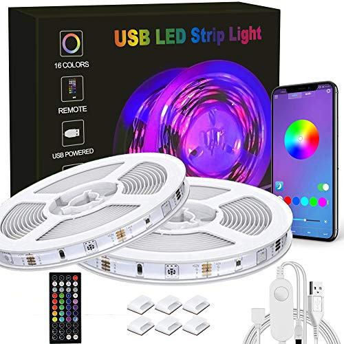 LED Strip Lights, cartaoo USB LED Light Strips 32.8 ft Smart RGB Color Changing Strip Lights for Bedroom with Remote  and  Bluetooth Controller Music Sync for TV Backlight, TV Decor.