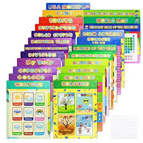 23 pcs Educational Preschool Posters for Toddlers, Tuokeogo 16"x 12" Laminated Learning Charts for Pre-K, Kindergarten Nursery Homeschool Classrooms, Teach Learning Alphabet Numbers and More - upgrade