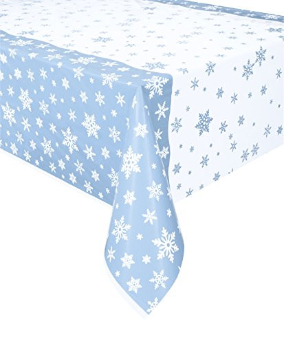 Snowflakes Holiday Plastic Tablecloth, 84" x 54"