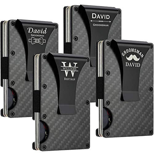 Groomsmen Gifts for Wedding, Groomsmen Gifts Set Optional, Groomsmen  and  Best Man Custom Personalized Wallet With Mental Money Clip