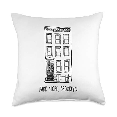 I love Park Slope Studio Park Slope Brooklyn Brownstone Throw Pillow, 18x18, Multicolor