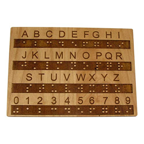 Creative Escape Rooms Tactile Braille Alphabet and Number Wood Board - Learn Braille - Raised Dots - Montessori - Teaching Aid