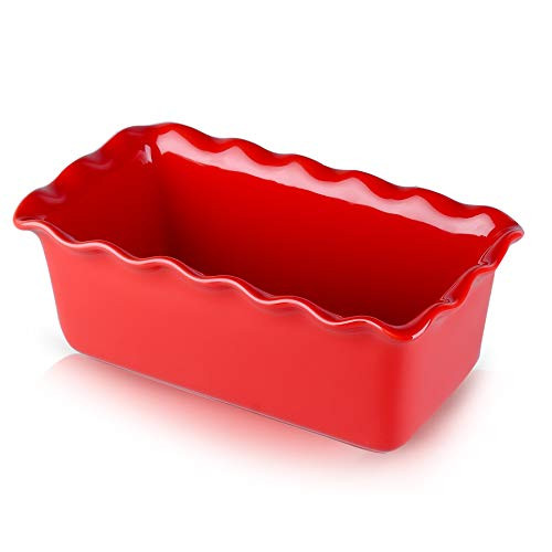 DUS Ceramic Bread Pan Loaf Pan 9.5 inch Bread Baking Dishes Toast Baking Bread Pans Porcelain Meatloaf Pan - Red