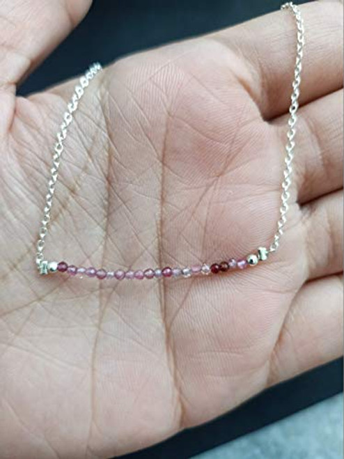 Natural Pink Tourmaline Beads Bar Necklace, Round Beads Gemstone, Birthstone, Healing Stones, Fashion Statement Women Jewelry, 925 Sterling Silver Chain 18 inch Natural Pink Tourmaline Beads Bar Necklace, Round Beads Gemstone, Birthstone, Healing Stones, Fashion Statement Women Jewelry, 925 Sterling Silver Chain 18 inch