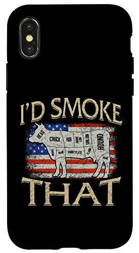 iPhone X/XS I'd Smoke That BBQ Grilling Beef Meat Smoker Brisket Dad USA Case