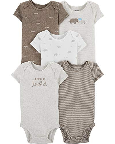 Carter's Baby Boys 5 Pack Bodysuit Set, Elephant, 24 Months